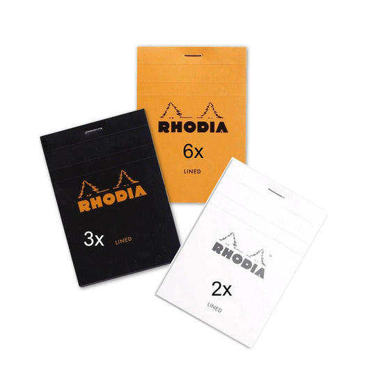 CLOSEOUT - Rhodia #12 - Top-stapled A7 Notepads - Lot of 11 - Lined - Notegeist