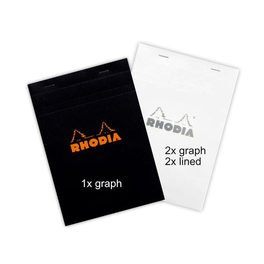 CLOSEOUT - Rhodia #16 - Top-stapled A5 Notebooks - Lot of 5 (mixed) - Notegeist