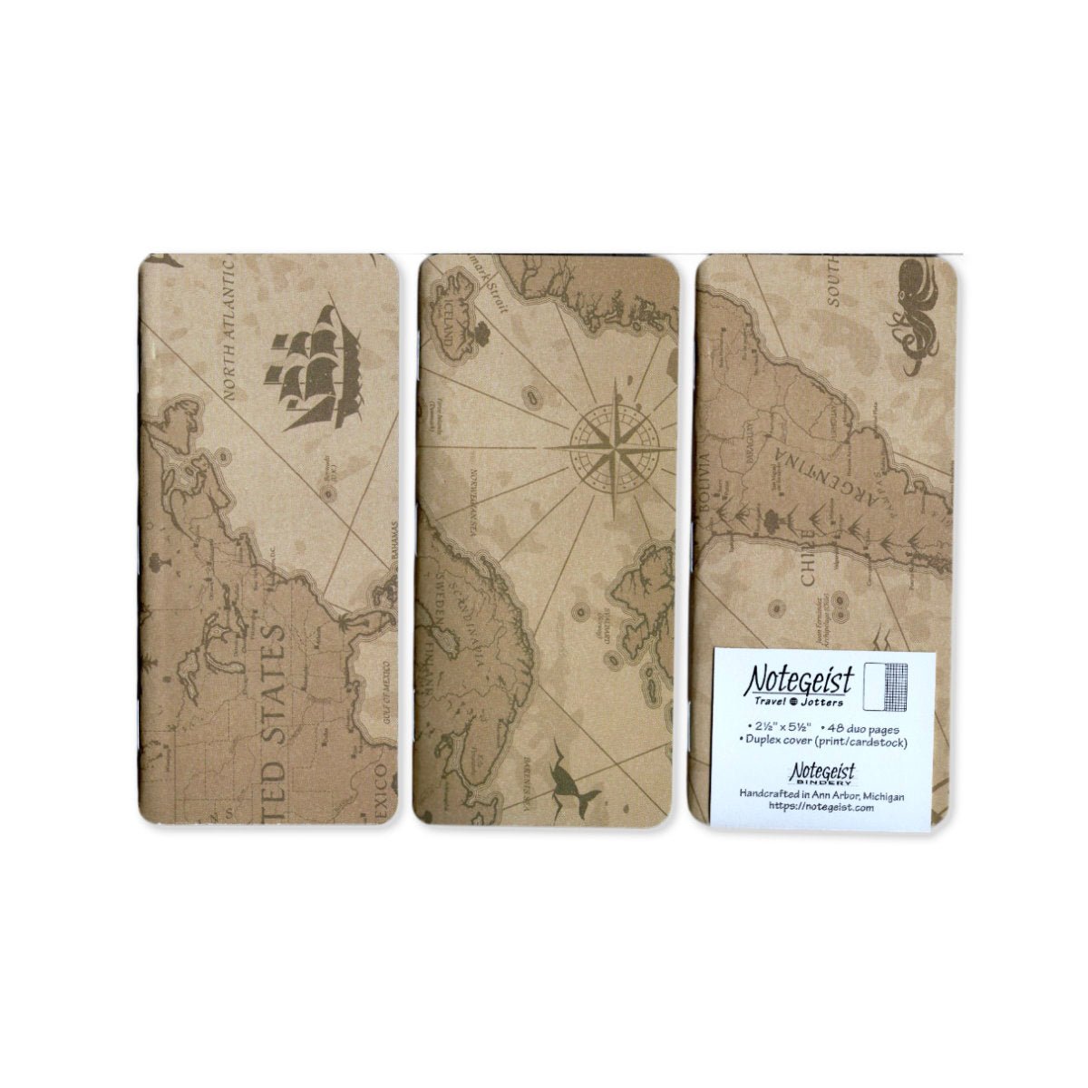 Notegeist Travel Jotters - Sideways Map - Notegeist