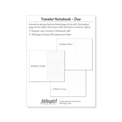 Notegeist Traveler's Notebook Refill - Duo Pages - Notegeist