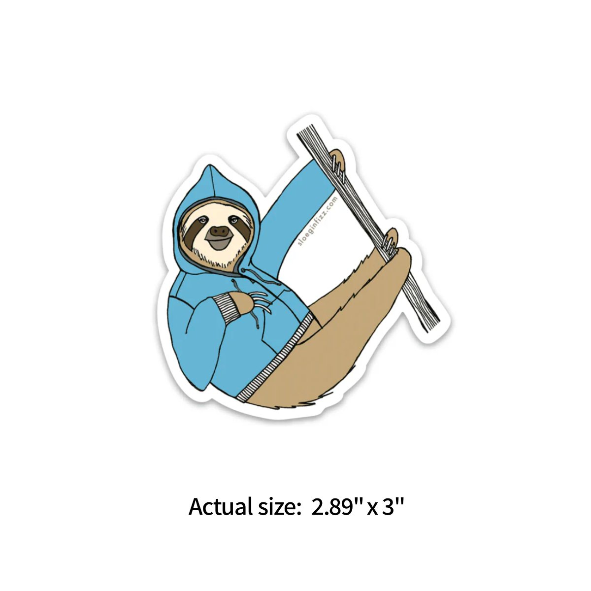 Sloe Gin Fizz Sticker - Sloth in a Hoodie - Notegeist